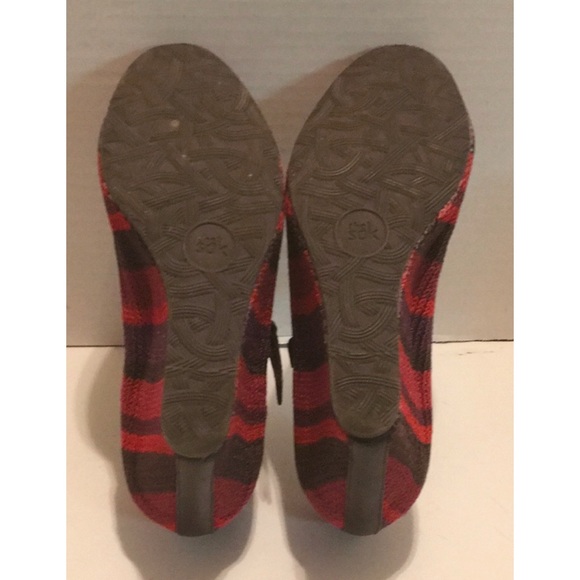 THE SAK Red STRIPED MaryJane KNIT WEDGE EUC SZ 9 - Picture 6 of 8